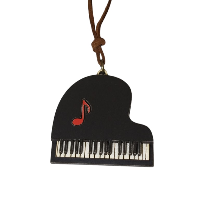 3D wooden piano design necklace