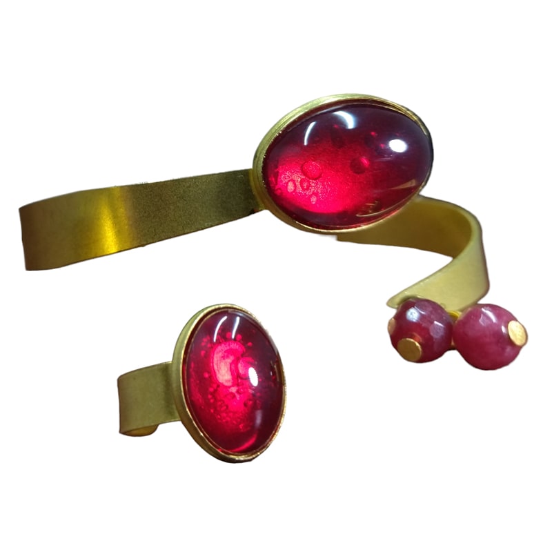 Copper bracelet and ring set